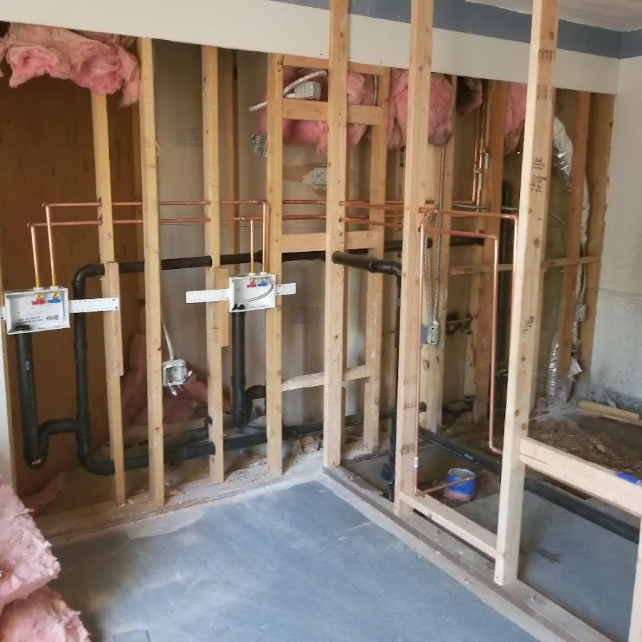 Copper pipe rough-in and plumbing installation in Highwood